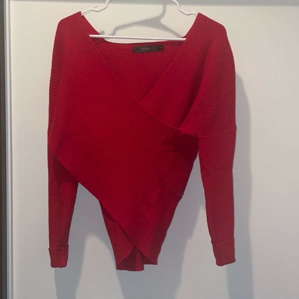 Red crossover sweater Size small